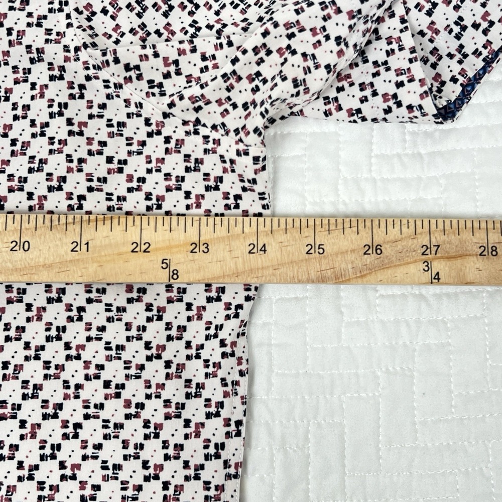 7 Diamonds 4 Way Stretch Geometric White Freedom Train Shirt Mens XL Button Up - Picture 8 of 10